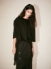 [Supima Silk Cotton] LMIER Shoulder Padded Silk Jersey Top_Black