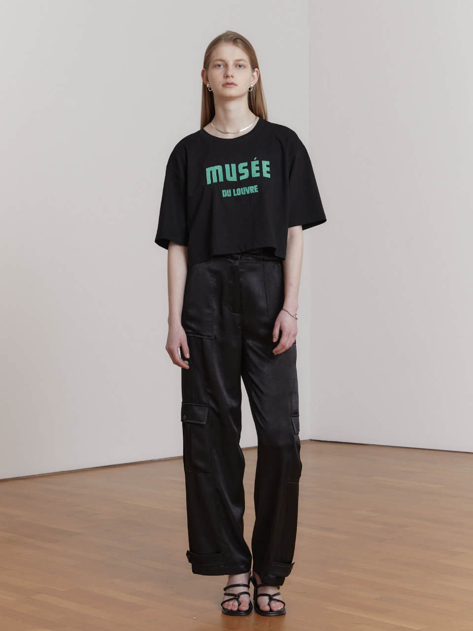 MUSEE DU LOUVRE Embroidered Cotton T-Shirt_Black