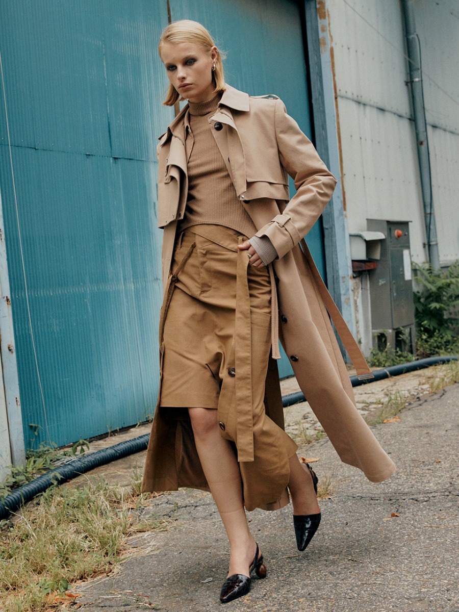 VERSO Double Layered Two Way Trench Coat_Camel Beige