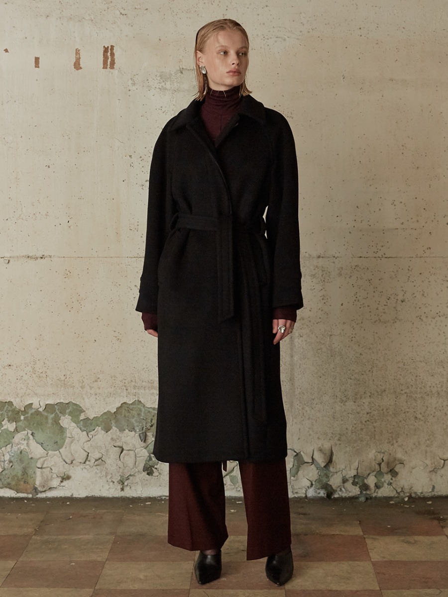[ESSENTIEL]NOIR Cashmere Classic Belted Coat_Dark Black