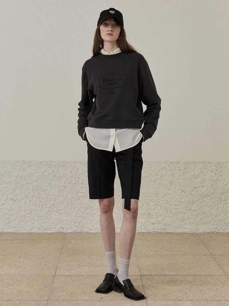 LOUIS Round-Neck Embroidered Sweatshirt_Charcoal