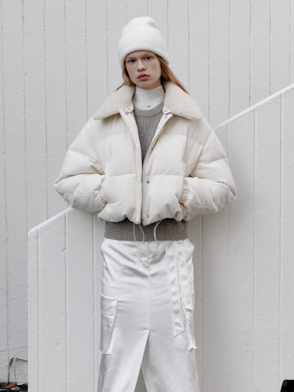PARC Goose Down Faux-Shearing Collar Puffer Jacket_Ivory