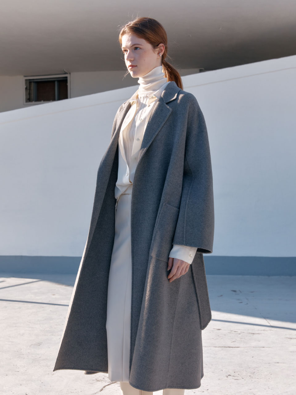 [Cashmere 30%] MAGOT Cashmere Blended Handmade Coat_Gray