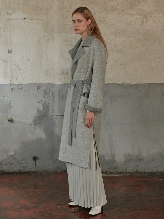 LEMARE Cashmere Blended Reversible Handmade Coat_Gray Check