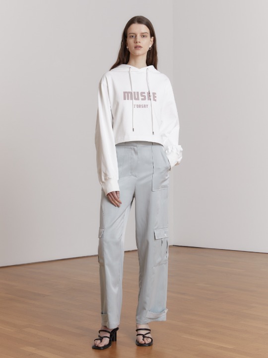 MUSEE D ORSAY Oversized Hood Sweatshirt_Off White+Beige
