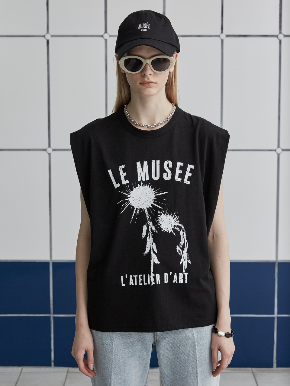 FIORE Sleeveless LE MUSEE Print T-shirt_Black