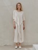 L&#039;ETE ROBE Drape Linen Dress_Off White