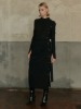 ARCHE Tweed Chiffon layred Dress_Black