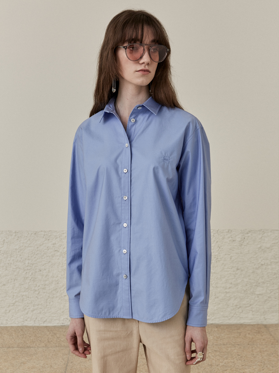 [ESSENTIAL] LUNE Oversized Classic Cotton Shirt_Blue