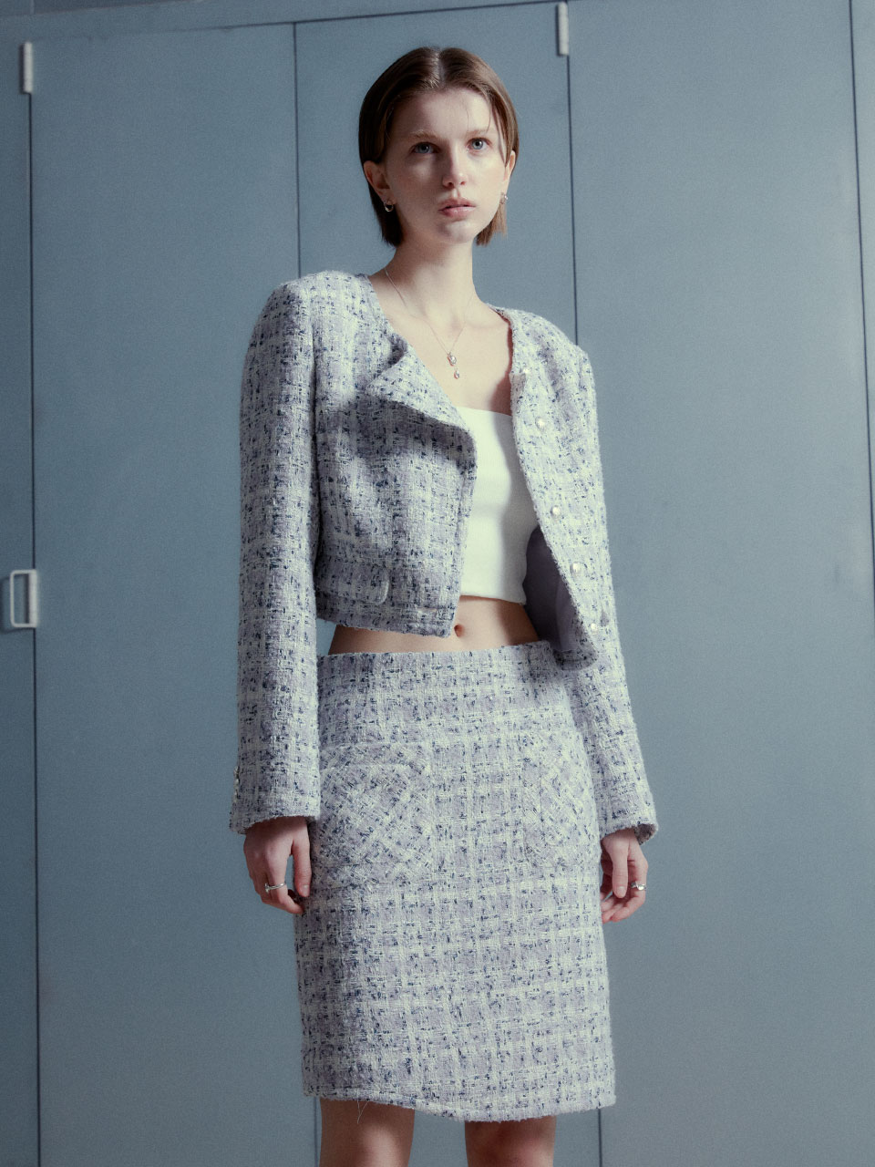 KOOLHAAS Asymmetric Tweed SET-UP [Japan Fabric]_Lavender