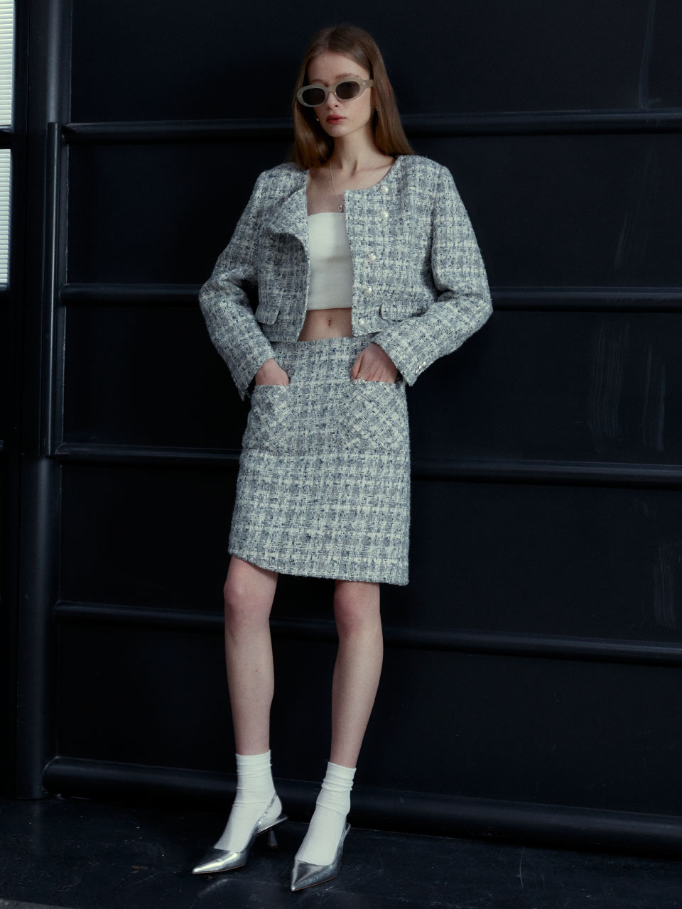 KOOLHAAS Asymmetric Tweed SET-UP [Japan Fabric]_Gray